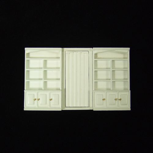 Q5863 White Bookcases with a door set 3pcs in 1/4" scale